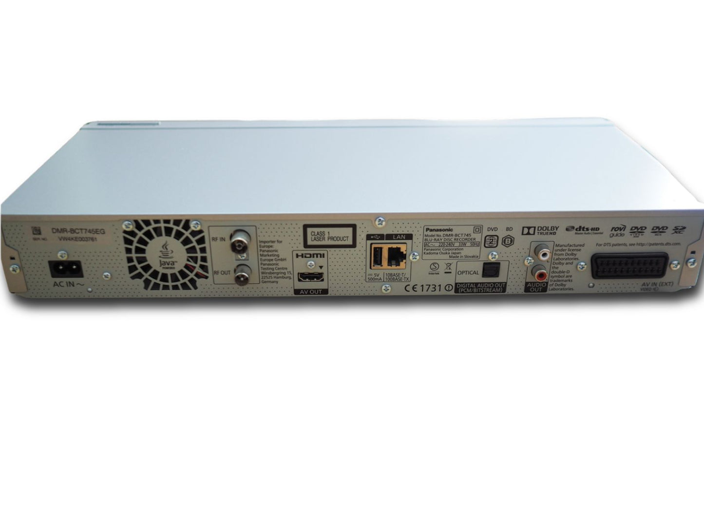 Panasonic DMR-BCT745 Twin DVB-C Kabelreceiver mit Bluray-Recorder, 500GB