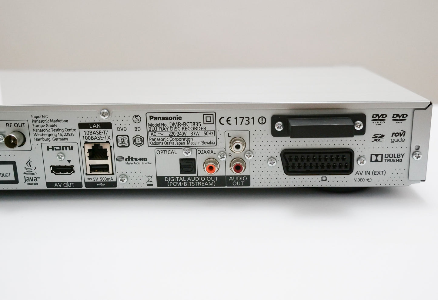 Panasonic DMR-BCT835 Twin 4K DVB-C Kabelreceiver mit Bluray-Recorder, 1TB